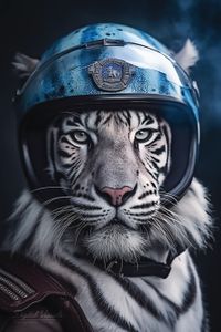 harry_S_tiger_wild_long_blue_hair_wears_a_police_helmet_softblu_08a96fa7-5a72-4cec-8202-d27de253609f